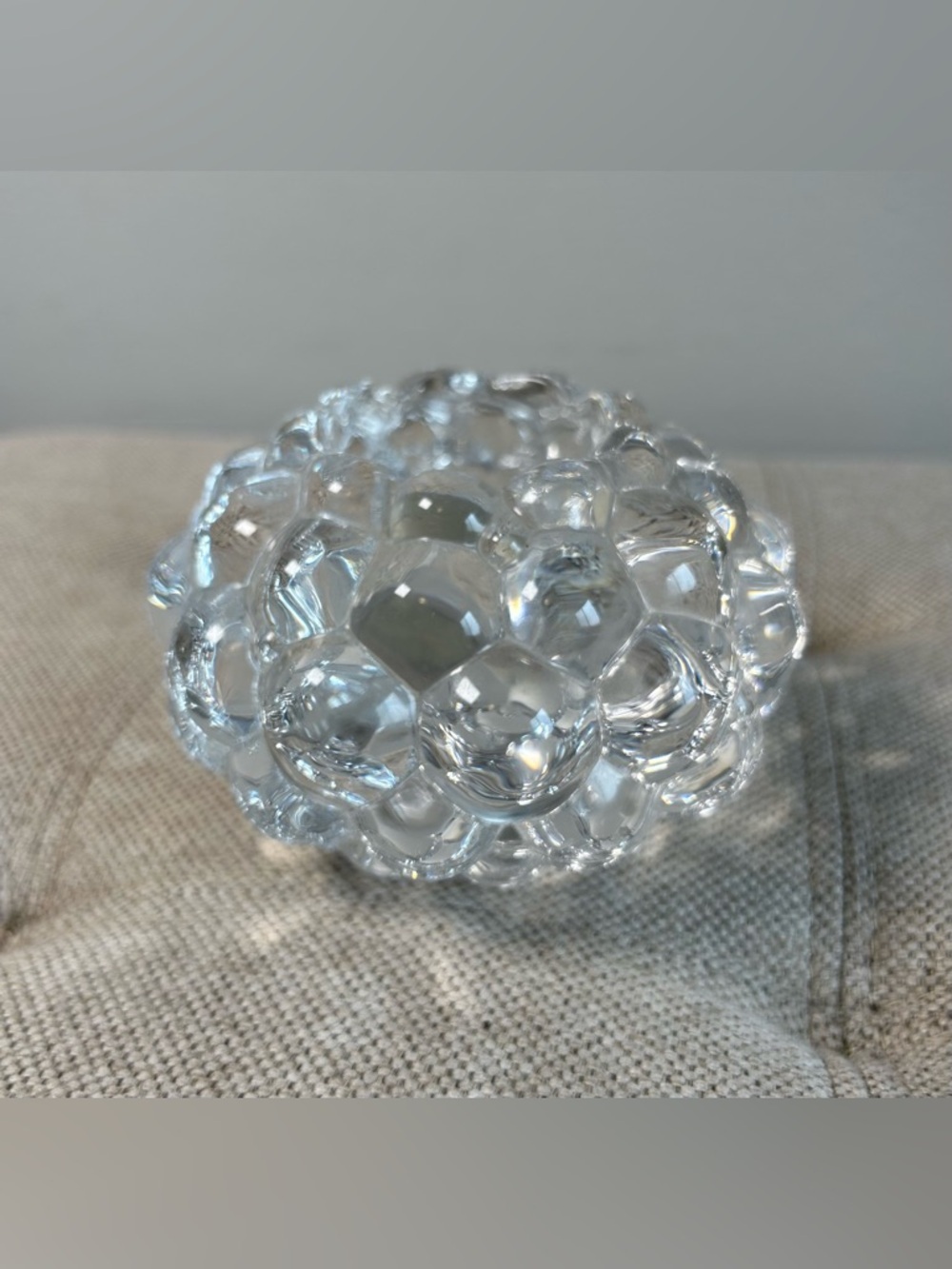 Orrefors Sweden Hallon Raspberry Crystal Votive Candle Holder Bubble Design 4"